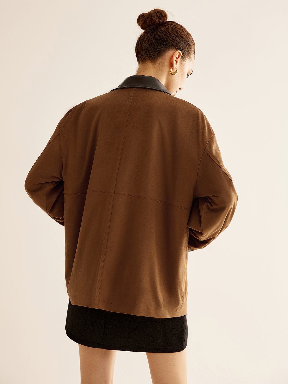 Womens Jacket With Leather Details