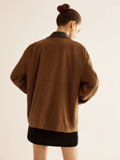 Womens Jacket With Leather Details