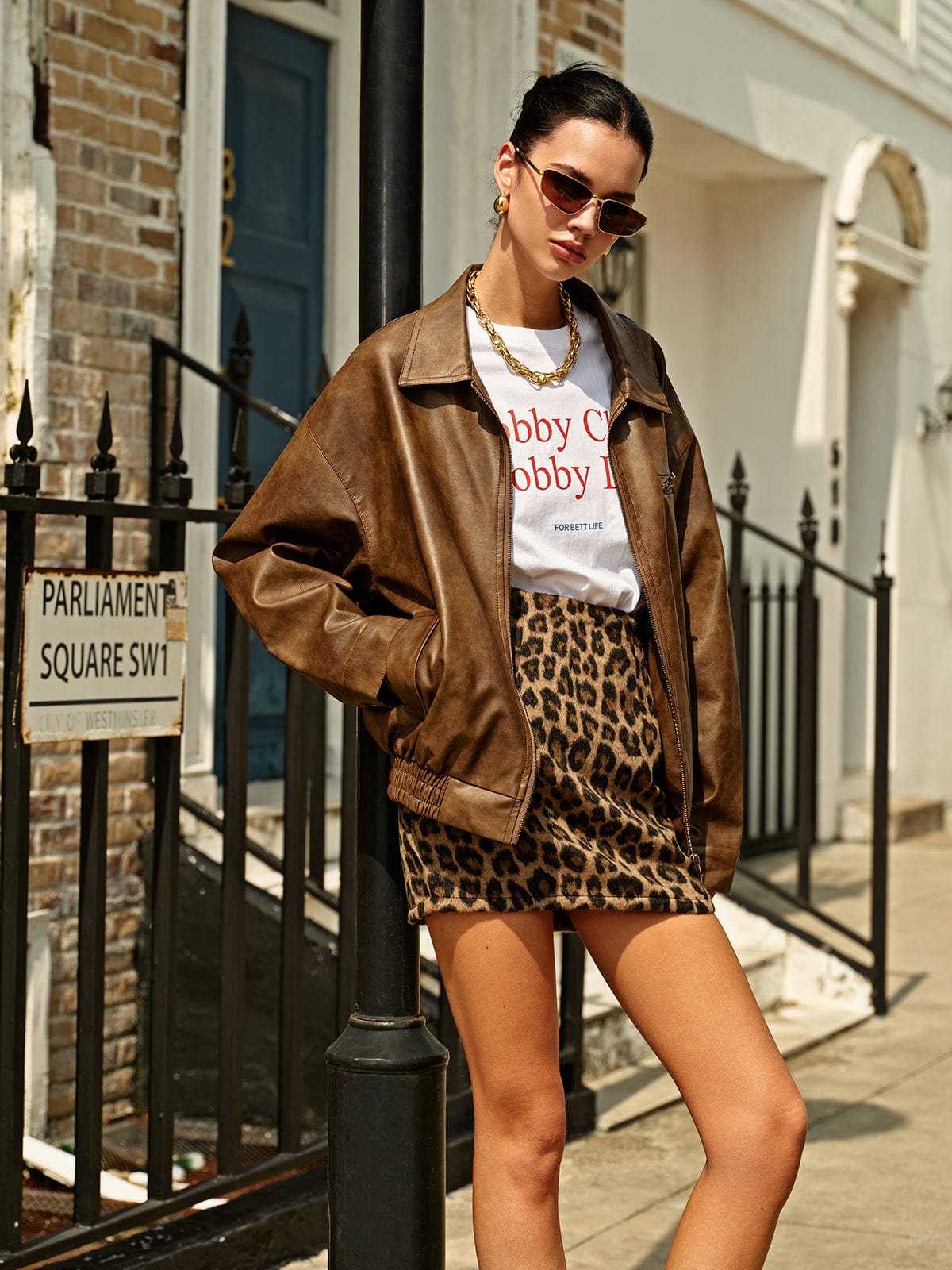 Womens Leather Jacket Oversized