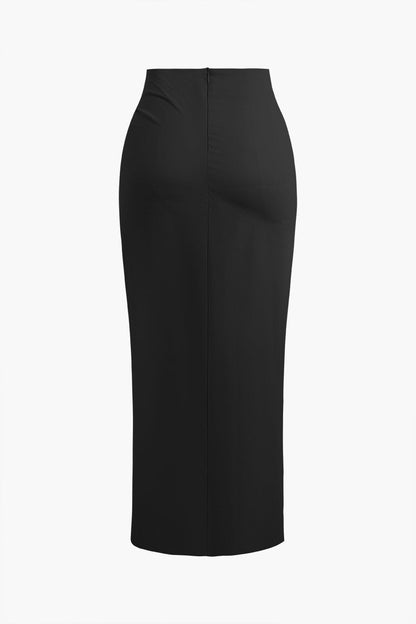 Womens Midi Dress High-Waist
