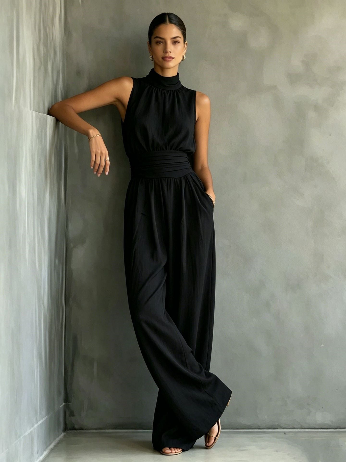 Elastic Solid Color Simple Inner Jumpsuit