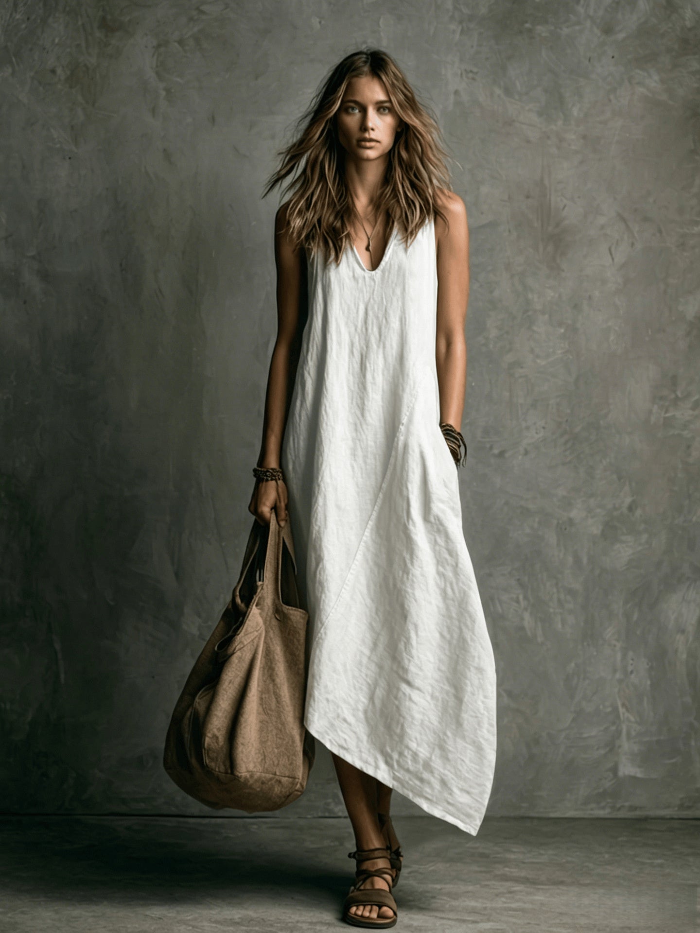 Loose-fitting, Flattering Solid Color Dress