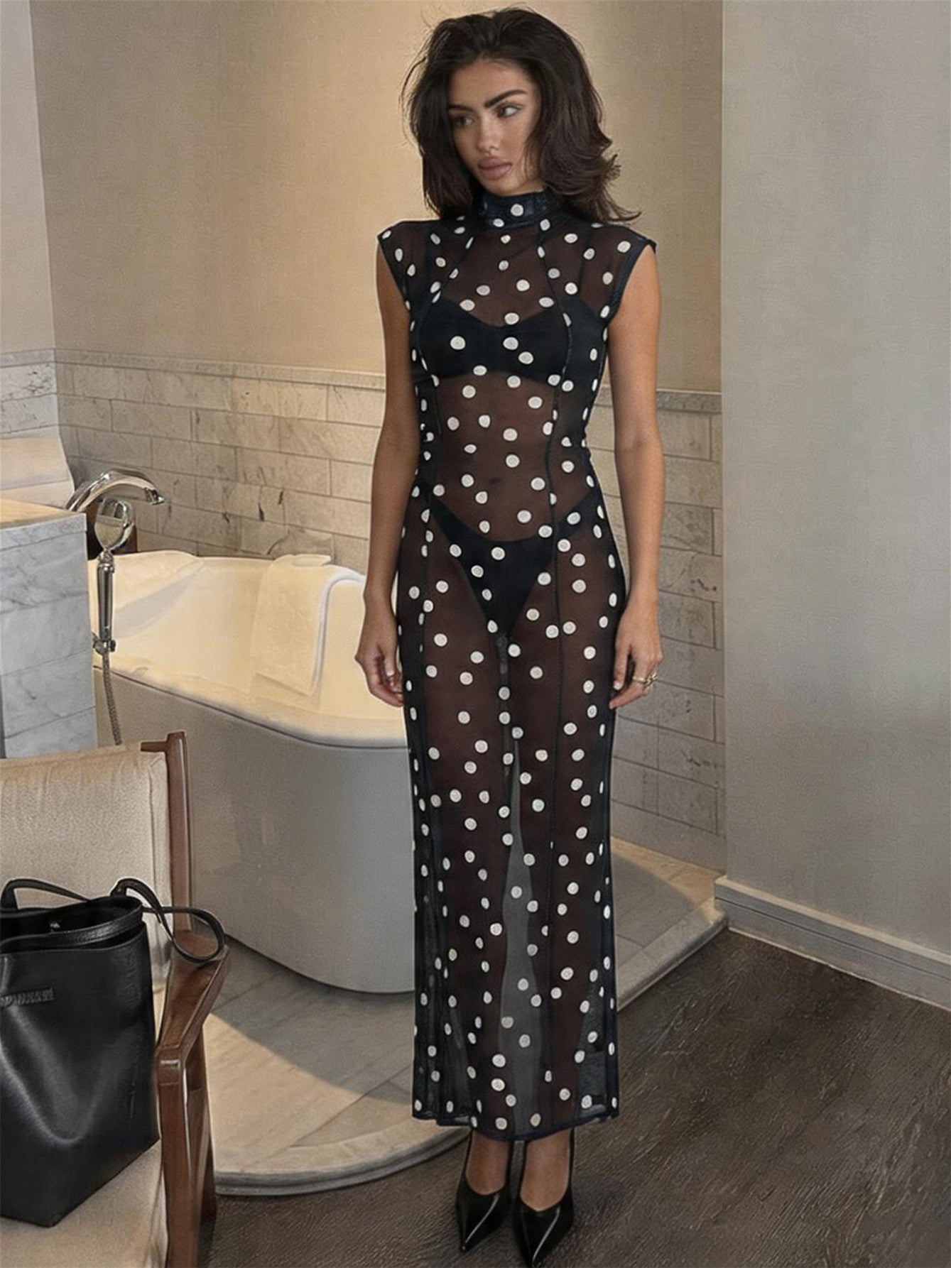 Polka Dot Ruffled Off-shoulder Dress