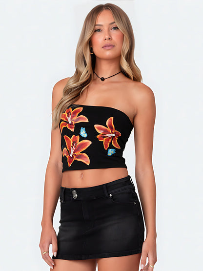 Floral Print Cropped Top
