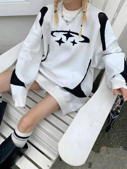 Y2K Star Futuristic Knitted Sweater