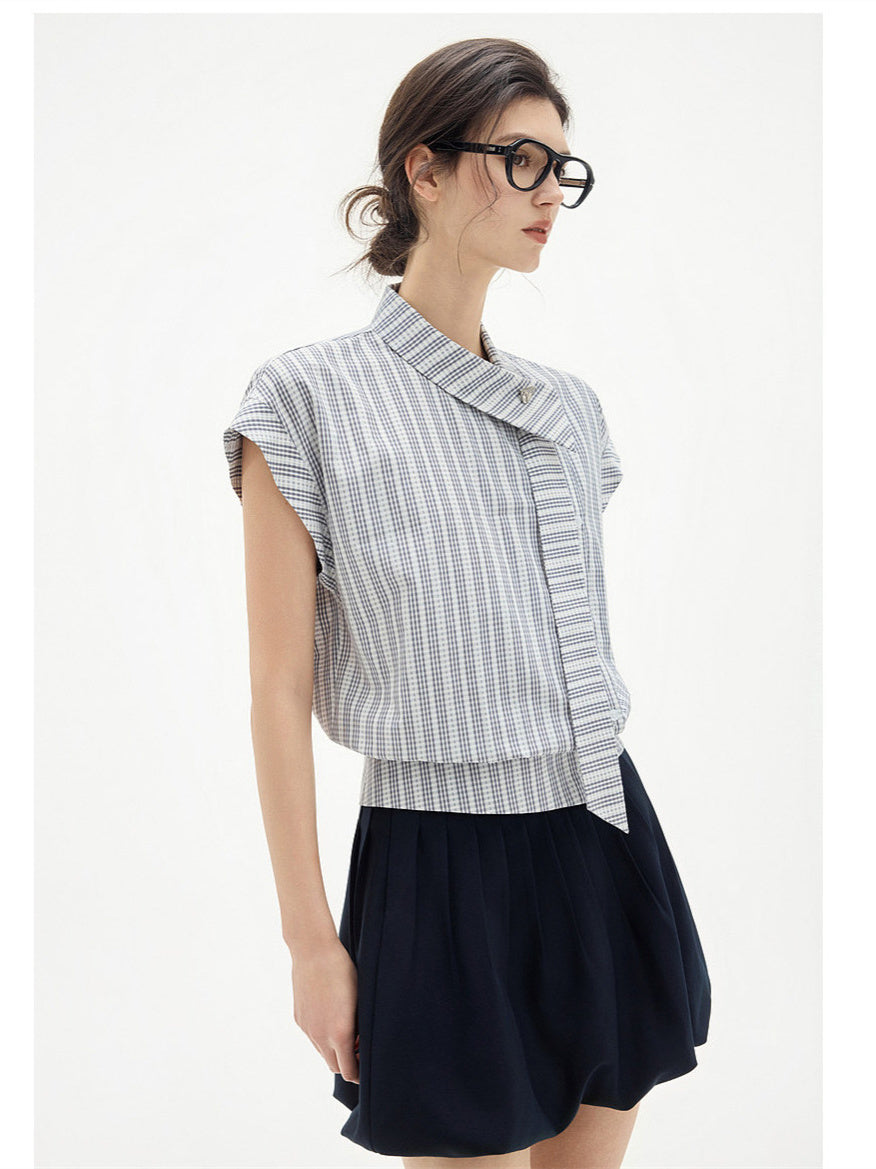Flowing Soft Satin Off-shoulder Sleeveless Chiffon Top