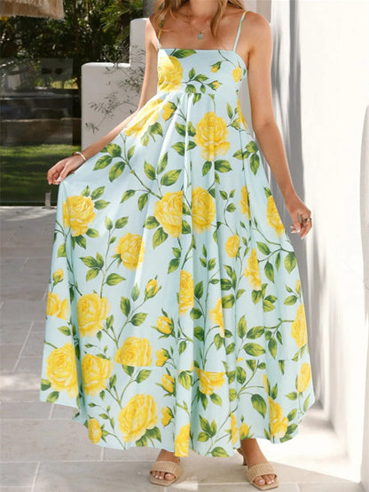 Women's Pleated Floral Midi Dress