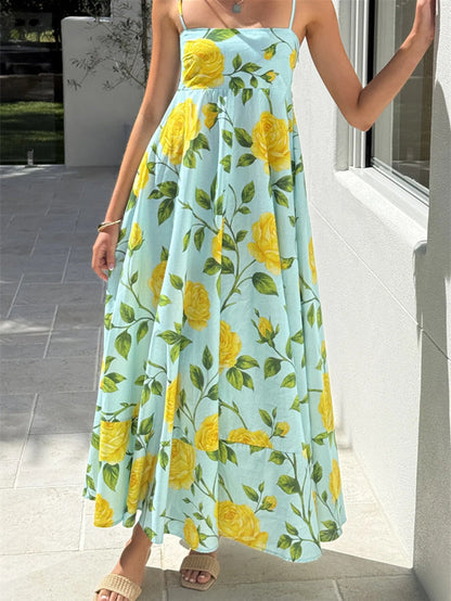 Women's Pleated Floral Midi Dress