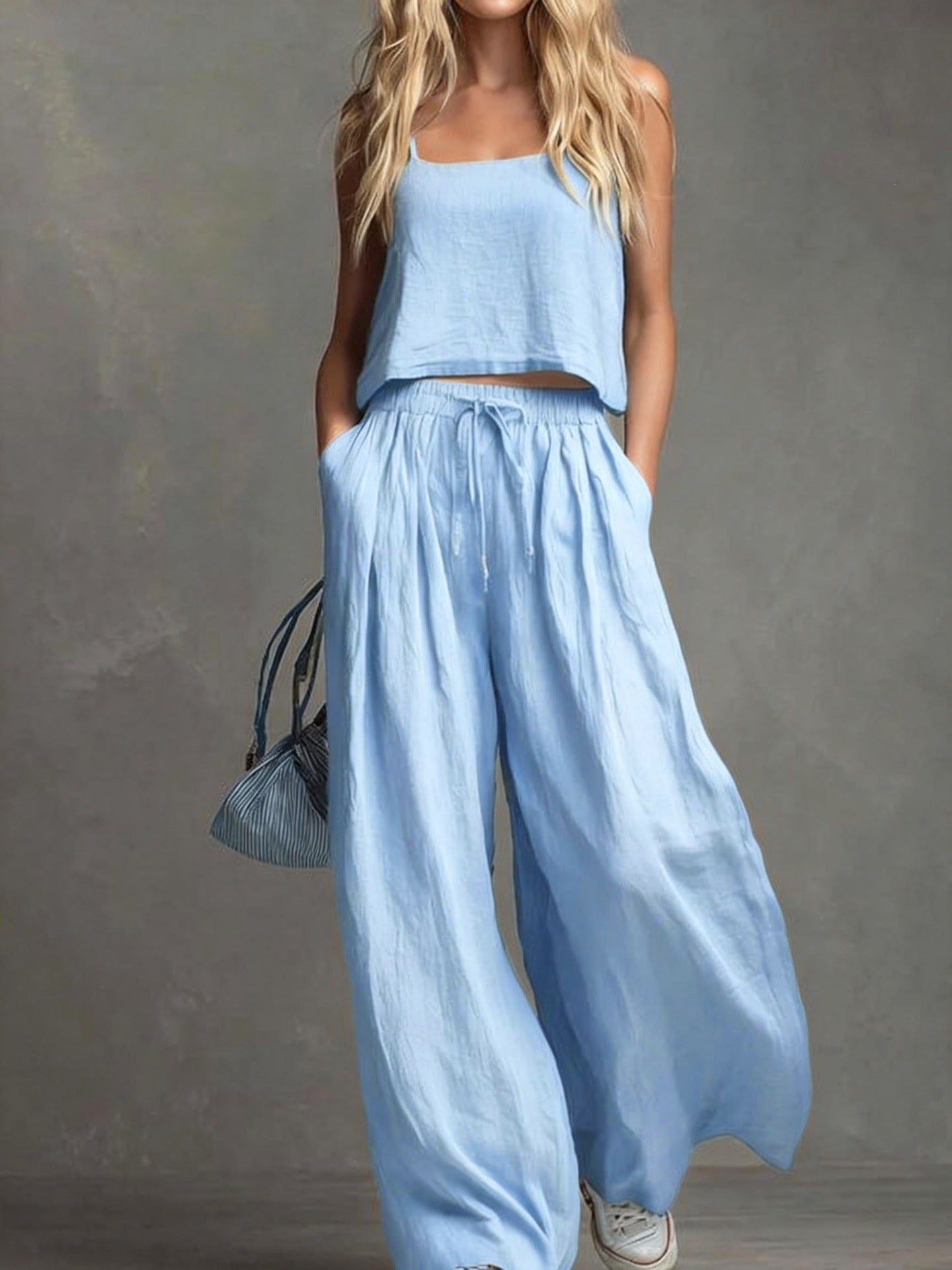 Women's Patchwork Solid Color Two-piece Set