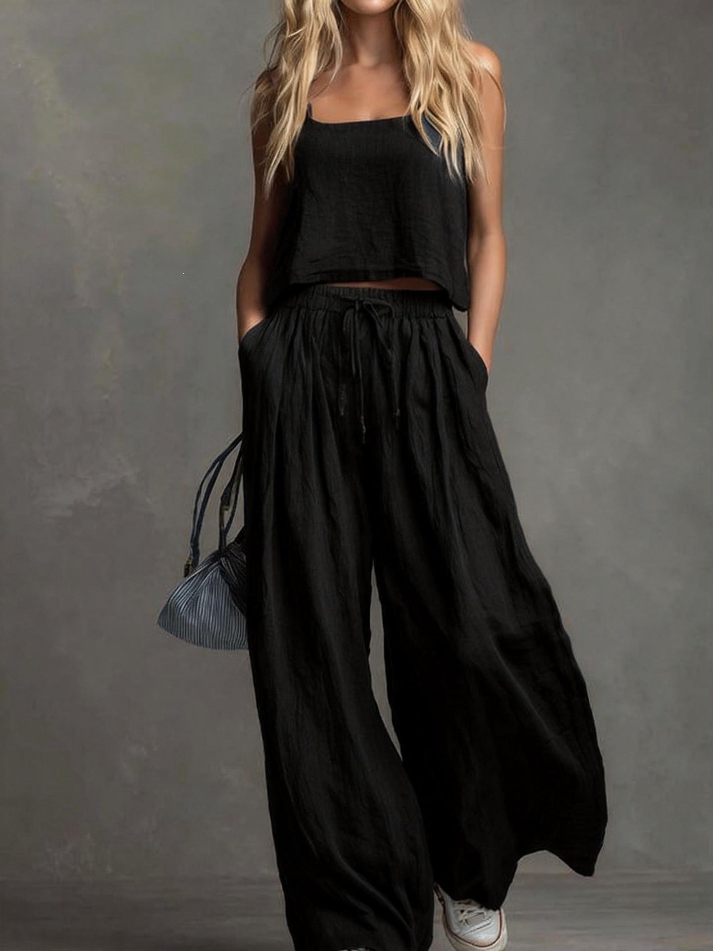 Women's Patchwork Solid Color Two-piece Set
