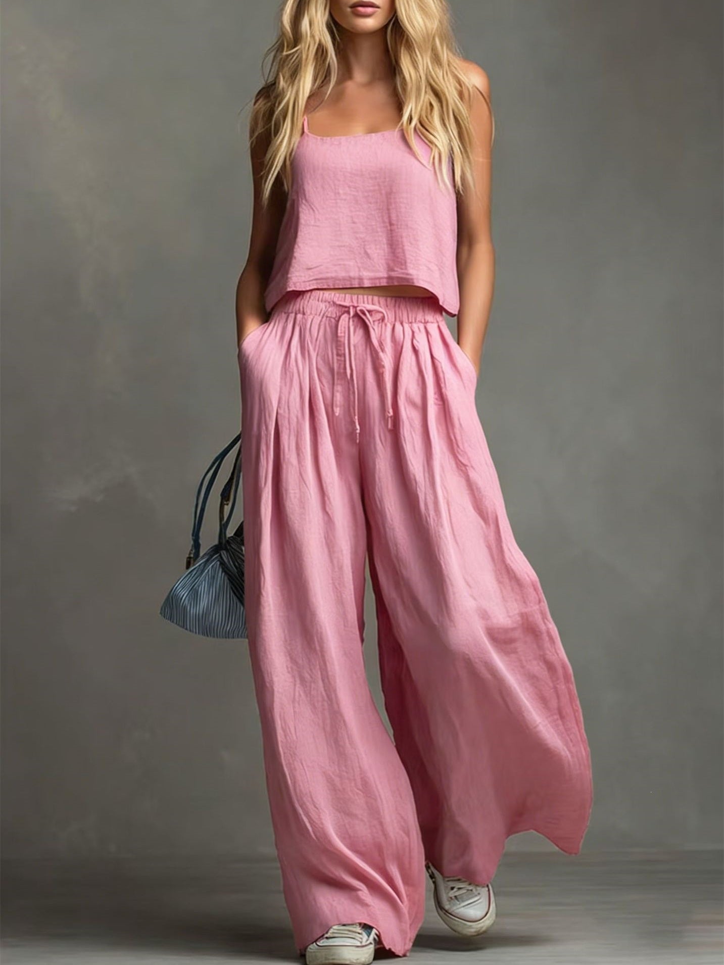 Women's Patchwork Solid Color Two-piece Set