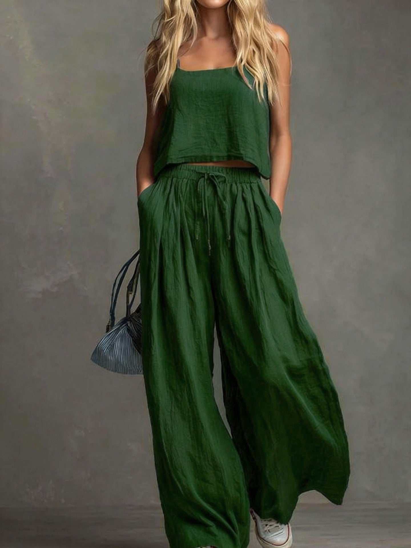 Women's Patchwork Solid Color Two-piece Set