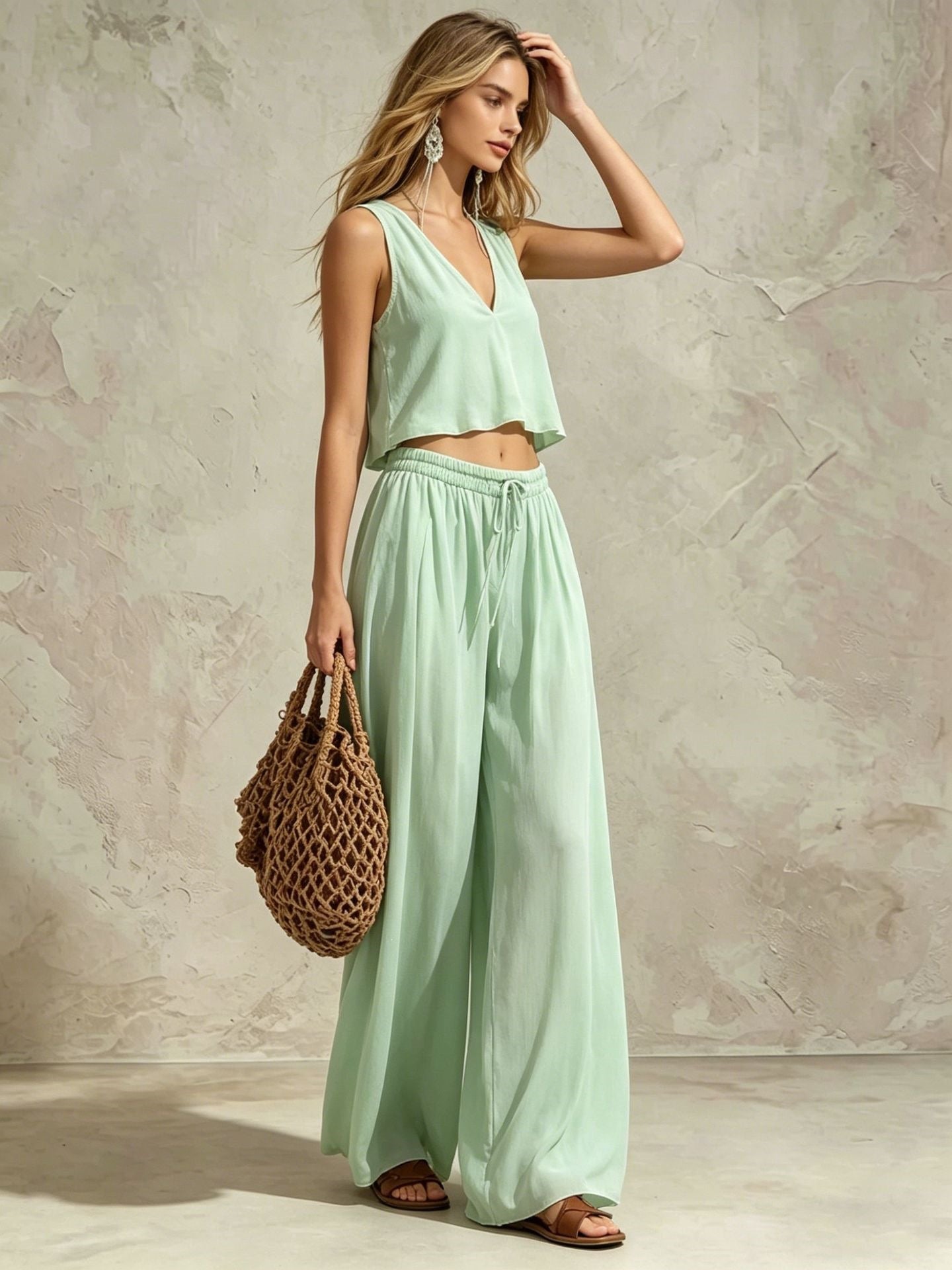 Macaron Solid Color Two-piece Set