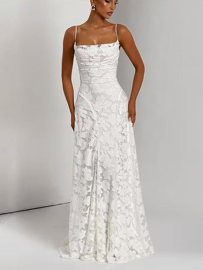 Party Dresses Jacquard Maxi Slip Dress With Backless Design For Summer Events 2026