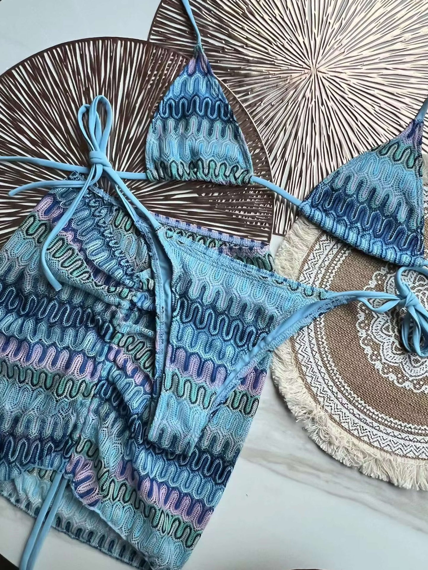 | Wavy Knit Texture Bikini Set