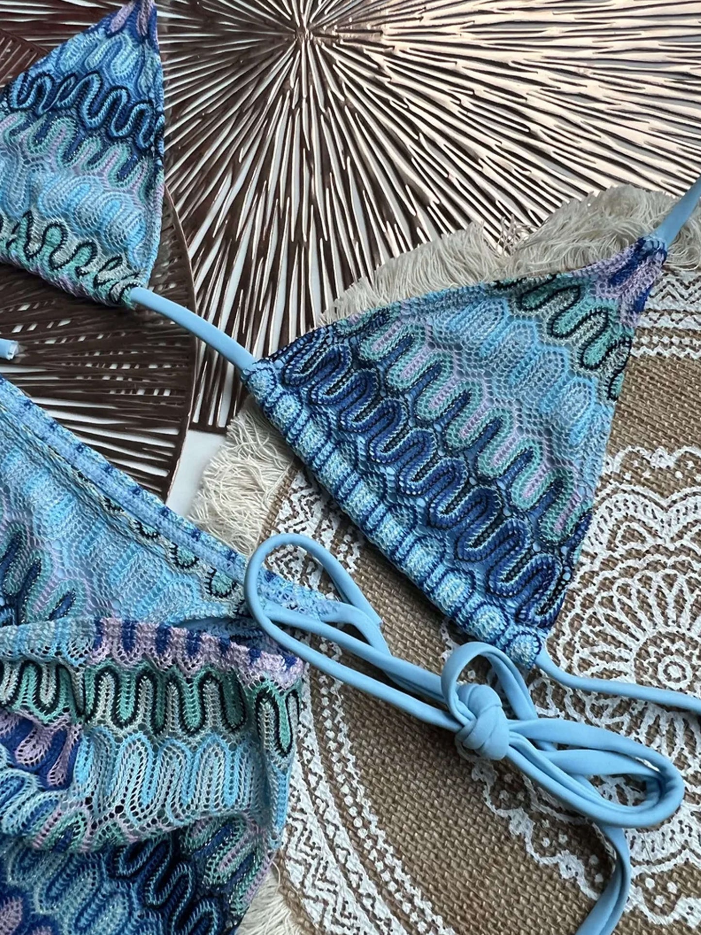 | Wavy Knit Texture Bikini Set