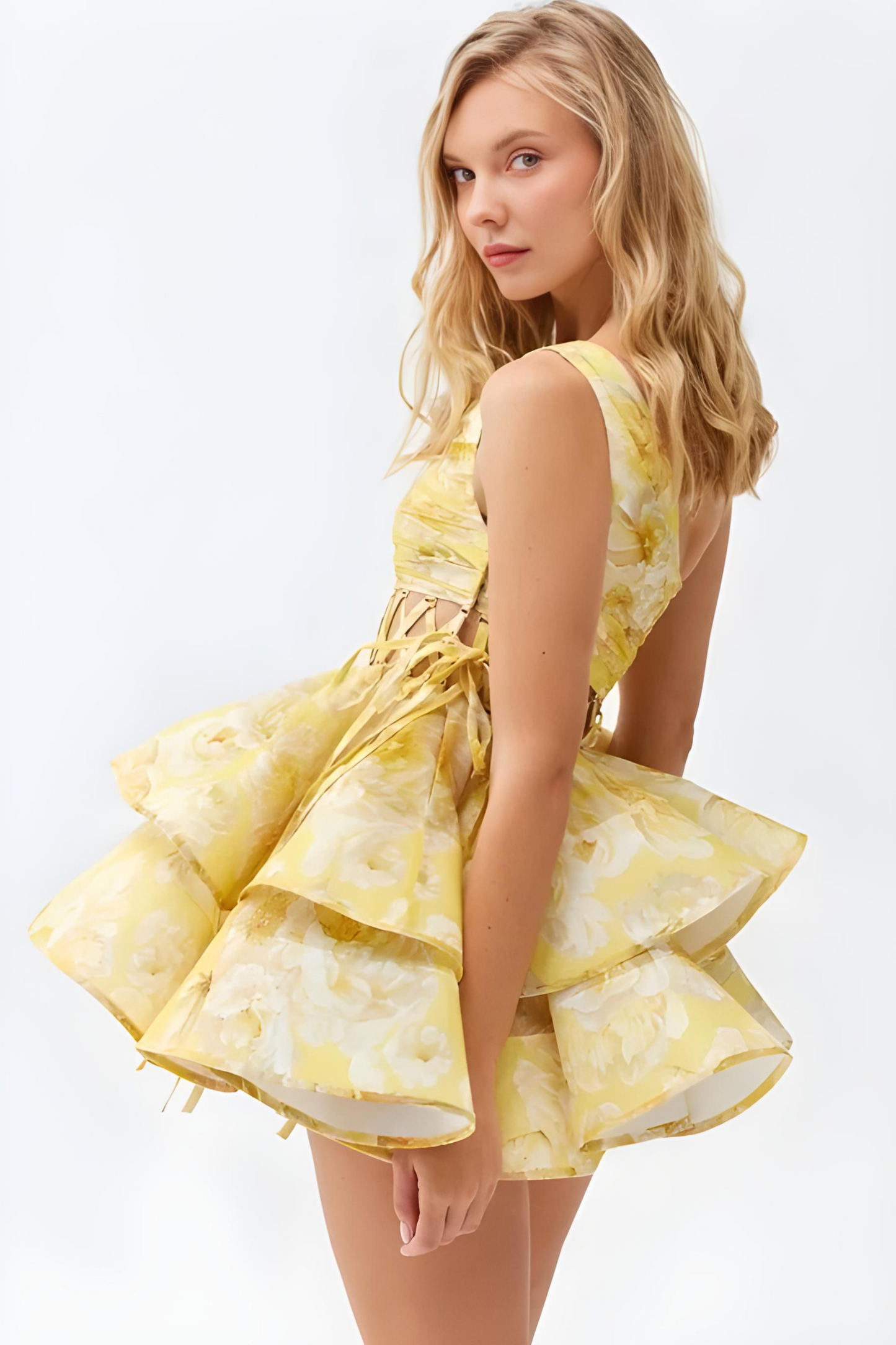 | Corset Bloom Asymmetric Mini Dress