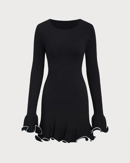 Women's Fitted Longsleeve Mini Dress With Ruched Hem