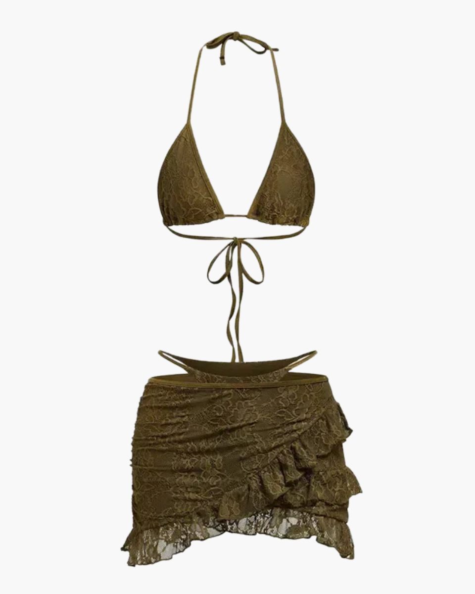 | Ruffle Mini Skirt in Lace
