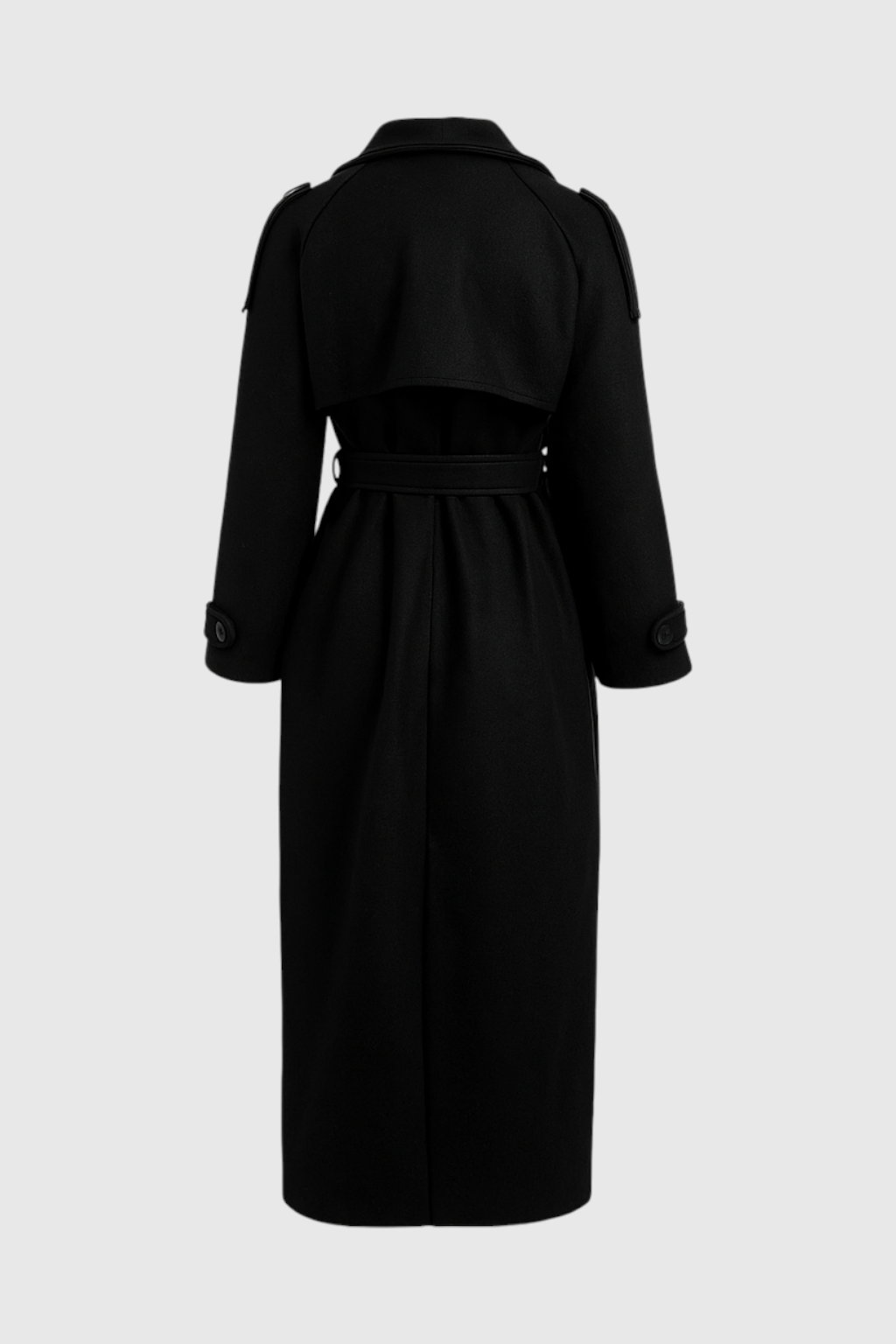 Long Double-Breasted Coat | Belted Waist | Relaxed Fit