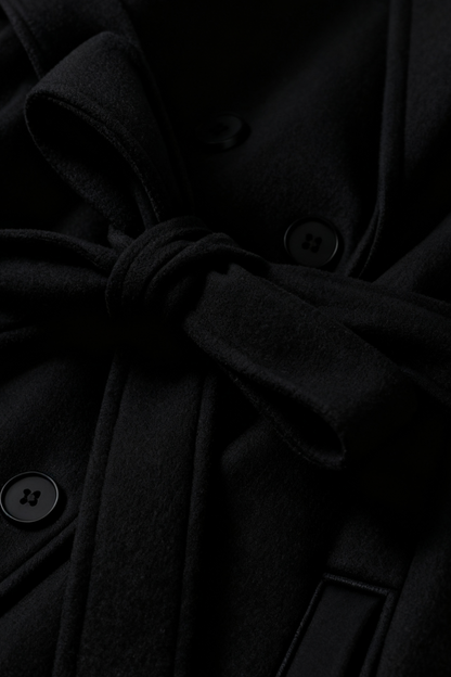 Long Double-Breasted Coat | Belted Waist | Relaxed Fit
