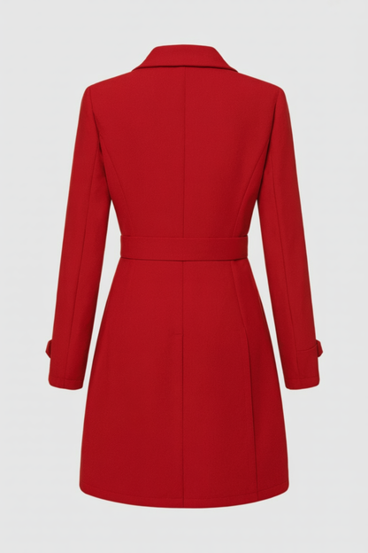 Mid-Length Single-Breasted Coat | Defined Waist | Button Detail