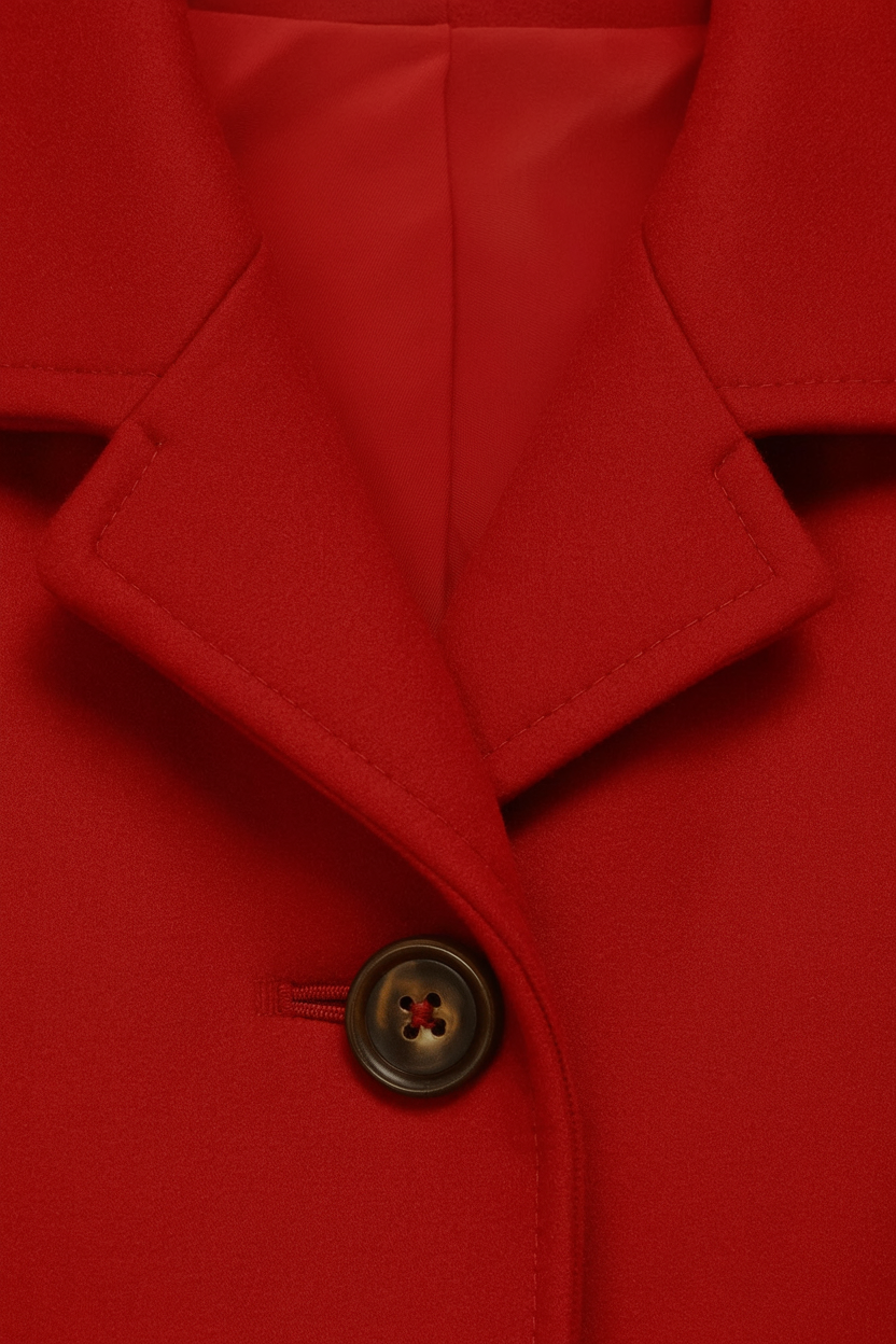 Mid-Length Single-Breasted Coat | Defined Waist | Button Detail