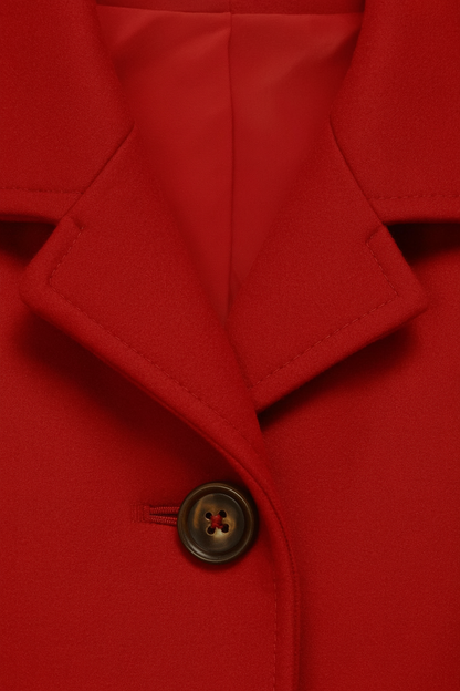 Mid-Length Single-Breasted Coat | Defined Waist | Button Detail