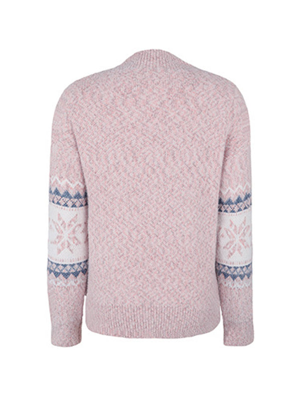 Snowflake Jacquard Mock Neck Sweater