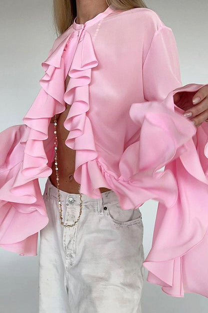 Ruffled Long-Sleeve Elegant Blouse