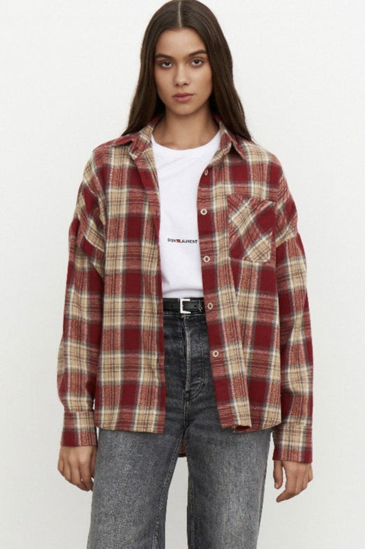 Vintage Plaid Relaxed Fit Blouse