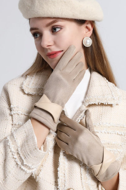 Fleece Lined Suede Winter Touchscreen Gloves