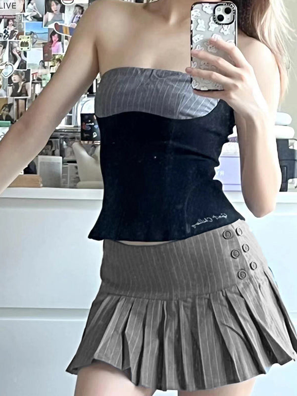 Bow Tie Design With Double Layer Lace Splicing Mini Skirts