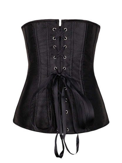 Glossy Solid Tie Back Breasted Corset Top