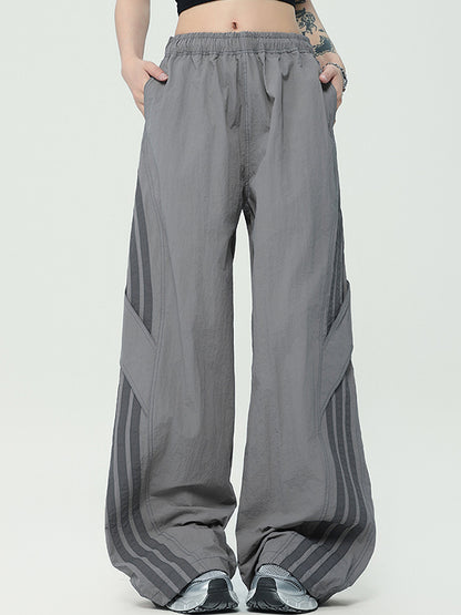 Stripe Print Wide Leg Pants
