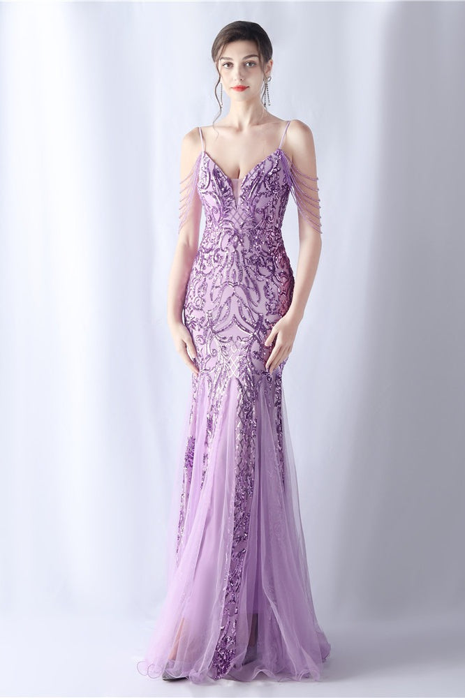 | Beaded Mesh Maxi Dress