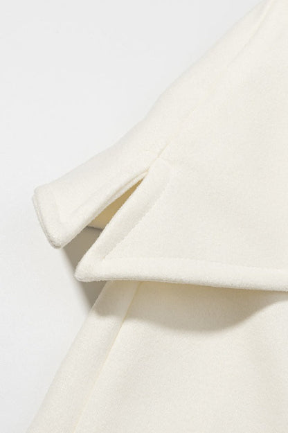 Wool Blend Wide Lapel Belted Overcoat
