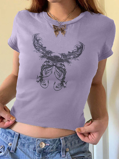 Vintage Feather Wings Hand Printed Tee