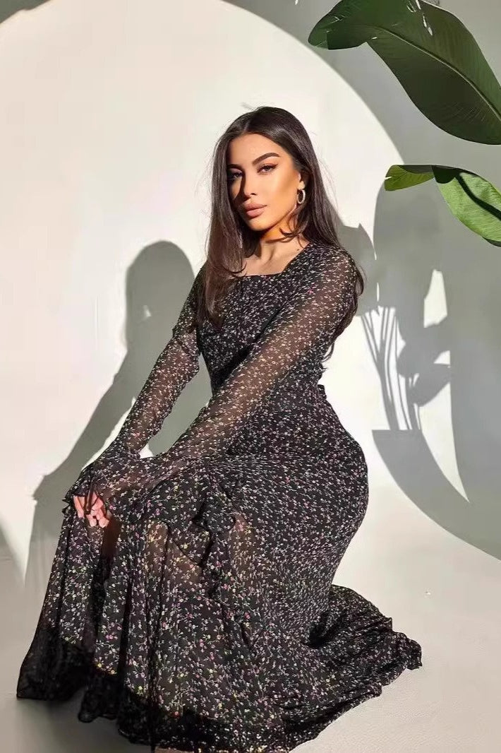 | Floral Print Casual Maxi Dress