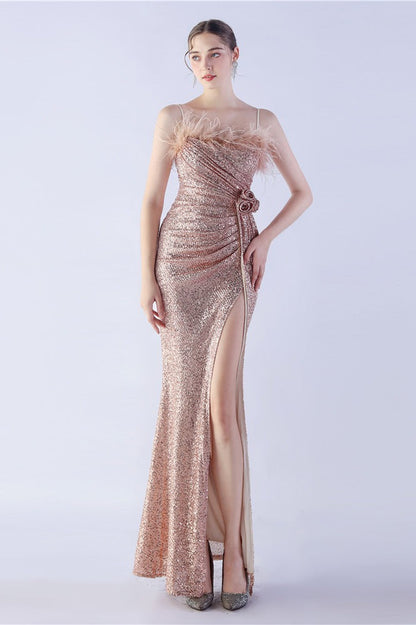 | Feather Embellished Maxi Dress