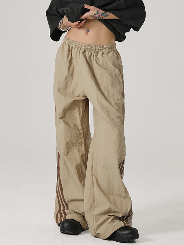 Stripe Print Wide Leg Pants