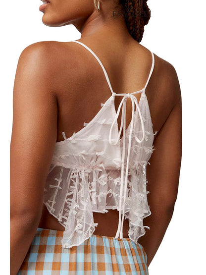 Solid Three-dimensional Decor V Neck Cami Top