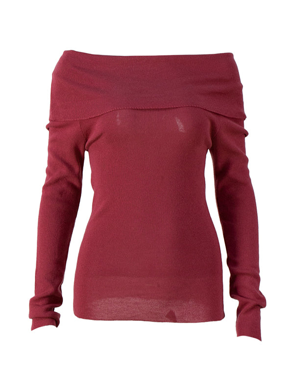 Solid Off Shoulder Slim Sweater