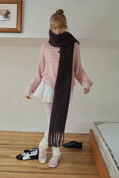 25% Wool Blend Vertical Striped Unisex Scarf