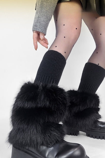 Chunky Ribbed Faux Fur Leg Warmers