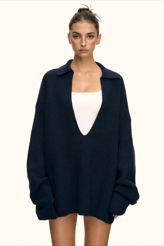 Slouchy V-Neck Sweater Set Knit Set