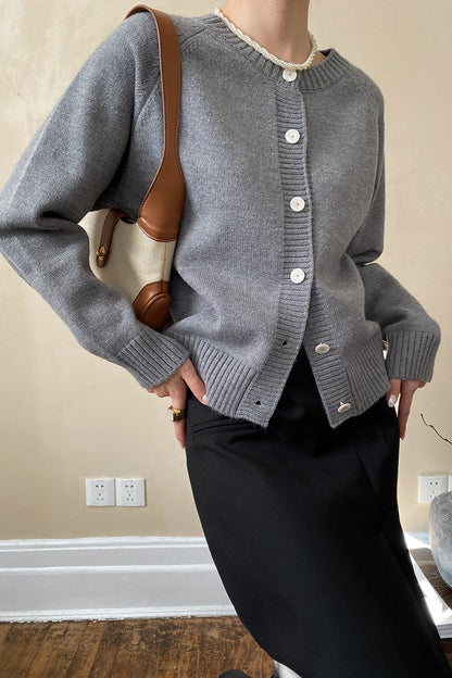 Jade Button Raglan Cardigan