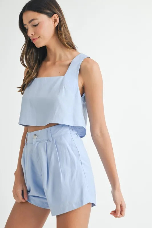 MABLE Linen and Crop Top and Shorts Set