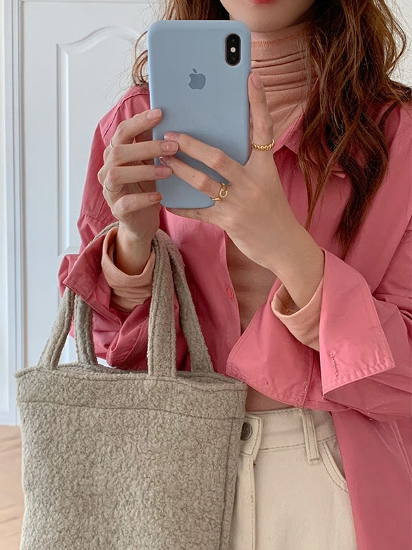 Solid Color Versatile Loose Long Sleeve Blouse