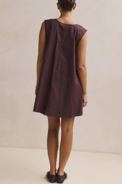 Fashionable Polka Dot Print U-neck Sleeveless Loose Mini Dress